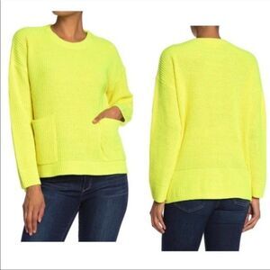 Melloday Womens Size Small Two Pocket Pullover Sweater in Neon Yellow